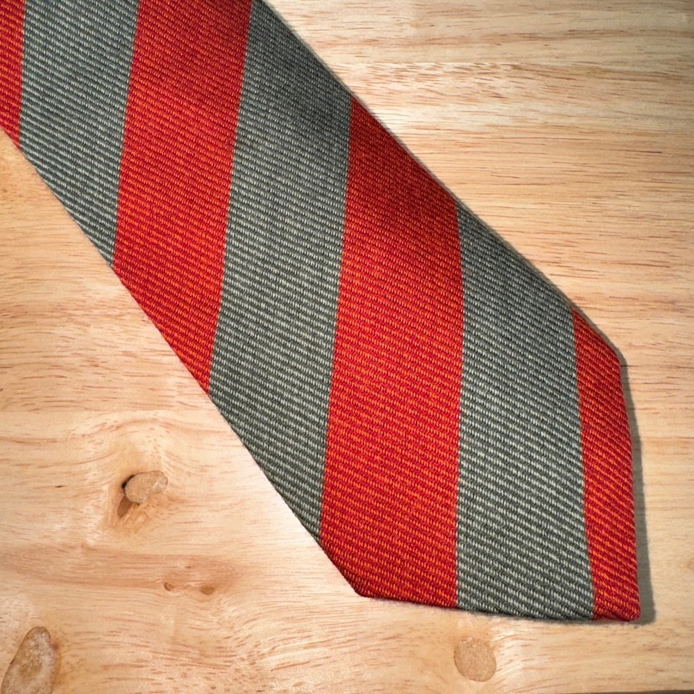 SEAWARD & STEARN Thick Striped Tie London Men's Wool & Silk Handmade Neck Tie